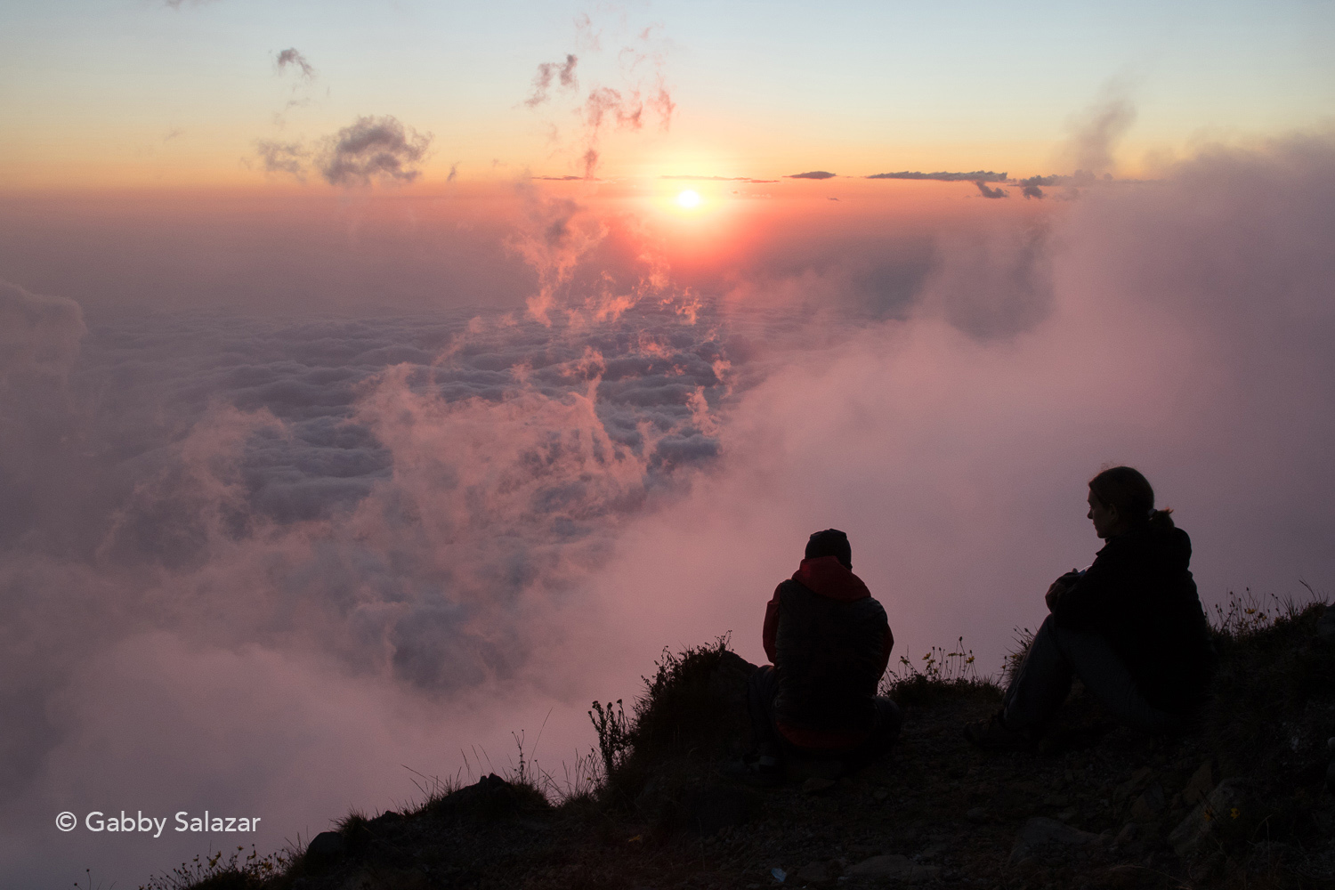 Ross and Stephanie taking in the view from Volcán Santa Maria at sunset.